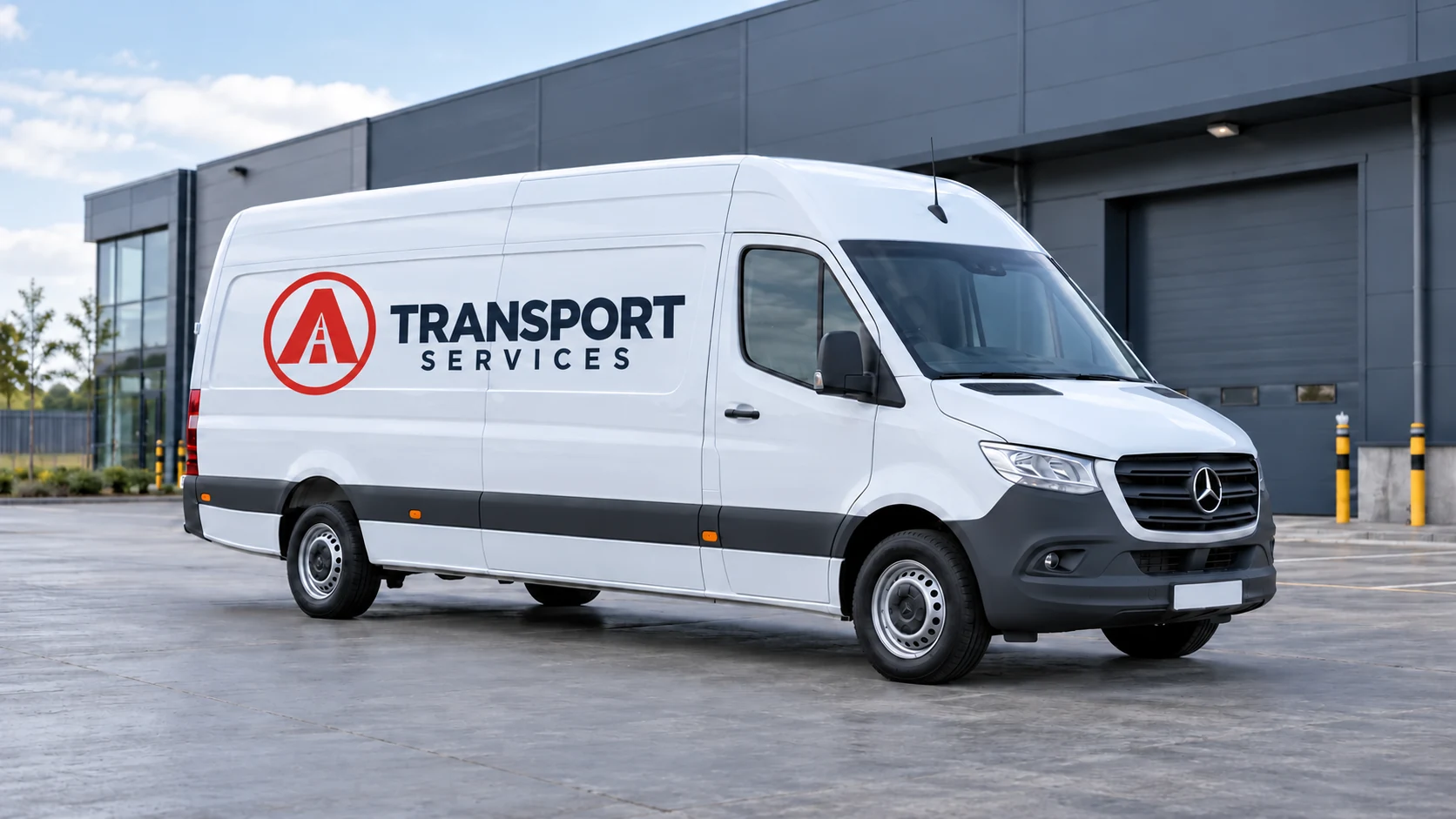 Branded courier van illustration representing business delivery transport